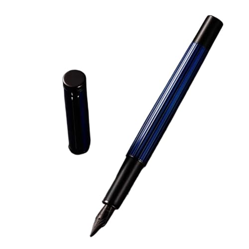 CYSUE Füllfederhalter aus Metall, Messing, extra feine Feder, EF-Tintenstifte, Blau/Rot/Schwarz, 1 Stück, ideal für Büro-Schreibbedarf (Blau, EF (ca. 0,38 mm)) von CYSUE