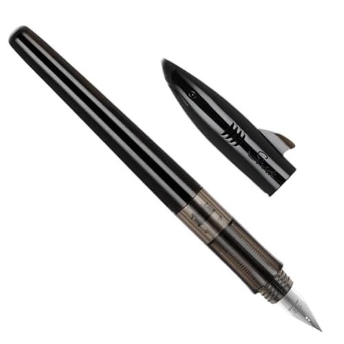 CYSUE Kunststoff-Füllfederhalter, 0,5 mm, F-Spitze, niedlich, Hai-Form, Kalligraphie-Tintenstifte, Schule, Schreibwaren, Bürobedarf, Studenten, Geschenke (transparentes Schwarz) von CYSUE
