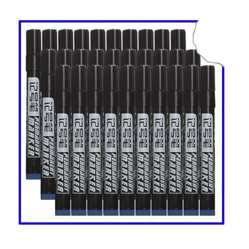 CYSUE Marker auf Ölbasis, wasserfest, schnell trocknend, schwarz, blau, rot, permanent, für Metall, Glas, Schreibwaren, Zeichnen, Kunst, Schulbedarf (30 Stück, blau) von CYSUE
