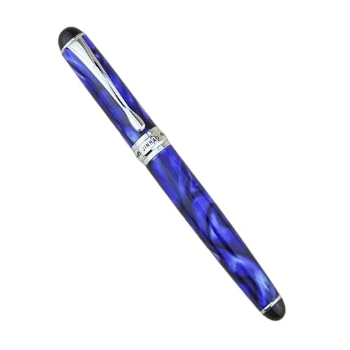 CYSUE Metall-Füllfederhalter im klassischen Stil, silberfarbener Clip, 0,5 mm Spitze, Stahltinte, Stifte als Geschenk, Bürobedarf, Schulbedarf (blaue Eisblume) von CYSUE