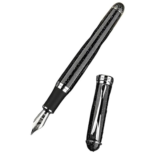 CYSUE Metall-Füllfederhalter im klassischen Stil, silberfarbener Clip, 0,5 mm Spitze, Stahltinte, Stifte als Geschenk, Bürobedarf, Schulbedarf (fluoreszierendes Schwarz) von CYSUE