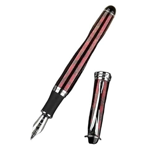 CYSUE Metall-Füllfederhalter im klassischen Stil, silberfarbener Clip, 0,5 mm Spitze, Stahltinte, Stifte als Geschenk, Bürobedarf, Schulbedarf (rote Eisblume) von CYSUE