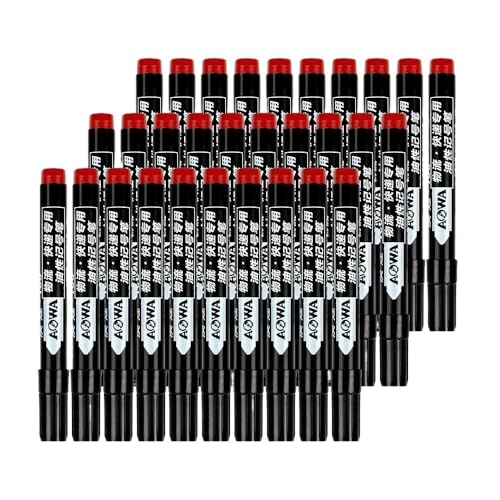 CYSUE Wasserfeste Marker auf Ölbasis, 5–50 Stück, schwarz, blau, rote Tinte für Glas, Metall, Schreibwaren, Kunst, Zeichnen, Büro, Schulbedarf (Rot, 30 Stück) von CYSUE