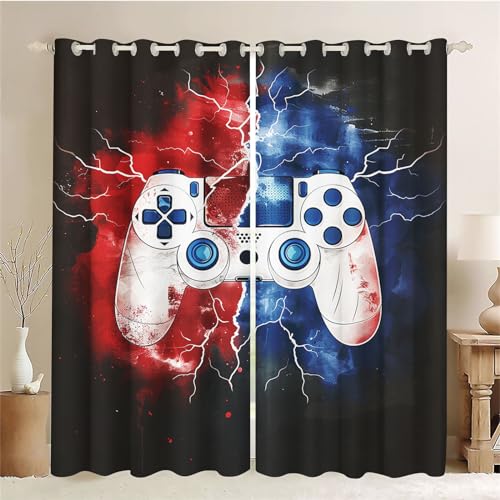 CYSYLQW Gamepad Vorhänge Gamer Fenstervorhang Schlafzimmer 100x140cm Gamer Blickdichte Gaming Vorhnge Für Kinder Gaming Vorhänge 2 Set Blickdicht (3,183 x 160 cm(2X91X160cm)) von CYSYLQW