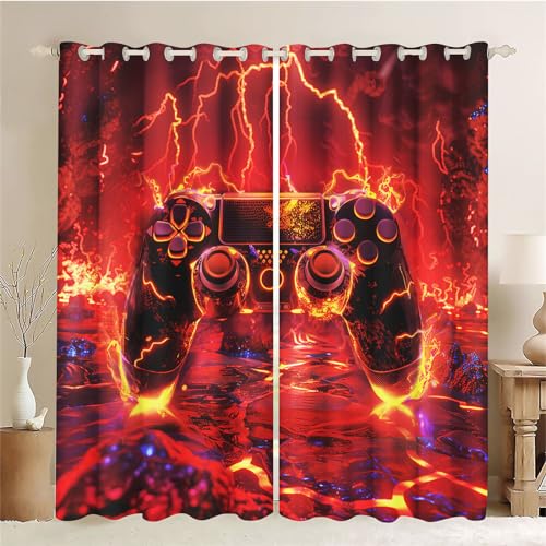 CYSYLQW Gamepad Vorhänge Gamer Fenstervorhang Schlafzimmer 100x140cm Gamer Blickdichte Gaming Vorhnge Für Kinder Gaming Vorhänge 2 Set Blickdicht (6,183 x 160 cm(2X91X160cm)) von CYSYLQW