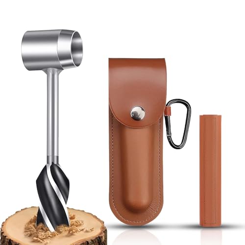 CYTGOUPER Bushcraft Tools Hand-Schlangenbohrer-Set, Holzbohrer, Heringsloch, Werkzeugschlüssel mit Bohrer, manueller Bohrer mit Aufbewahrungstasche aus PU-Leder und Holster für Wildnisabenteuer CYTGOUPER Bushcraft Tools Hand-Schlangenbohrer-Set, Holzbohrer, Heringsloch, Werkzeugschlüssel mit Bohrer, manueller Bohrer mit Aufbewahrungstasche aus PU-Leder und Holster für Wildnisabenteuer von CYTGOUPER
