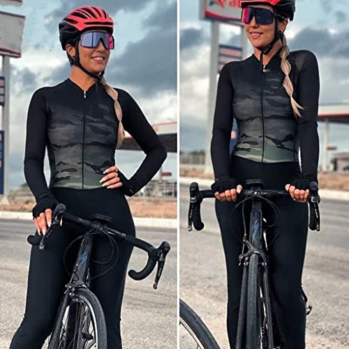 Frauen Radfahren Anzug Triathlon Jumpsuit Anzug Radfahren Jersey Langarm/Hosen Frauen Sport Tight Running Skinuit Gel Pad (Color : 02, Size : Medium) von CYTSH