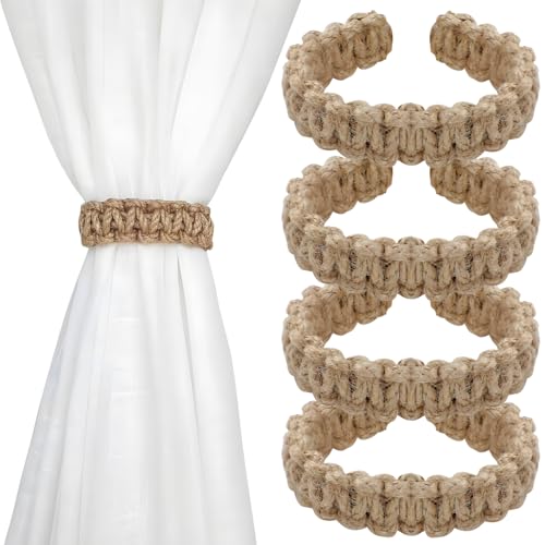 4-teilige böhmische geflochtene Vorhanghaken, Exquisite und kompakte Haushaltswaren, Elegantes rustikales Vorhangzubehör, geeignet für das Streben nach natürlichem Holdbacks Krawatte Rücken von CYUXING