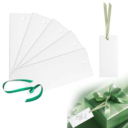 50 Stück leere Tischkarten für Hochzeiten mit Band in Salbeigrün, gute Größe, einfaches, frisches und personalisiertes Design, Dekorationszubehör, geeignet für Verlobungs-, Hochzeits- und von CYUXING