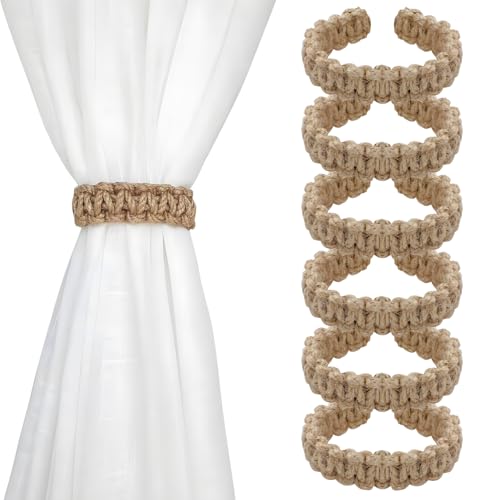 6 Stück böhmische geflochtene Vorhanghaken, Exquisite und kompakte Haushaltswaren, Elegantes rustikales Vorhangzubehör, geeignet für das Streben nach natürlichem und einfachem Dekorationsstil von CYUXING