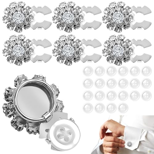 6-teilige Knopfabdeckungen mit Strasssteinen, Dekoration für Nähknöpfe für Damenblusen, glänzende und exquisite DIY-Basteldekorationen, geeignet zum Nähen von Dekorationen von CYUXING
