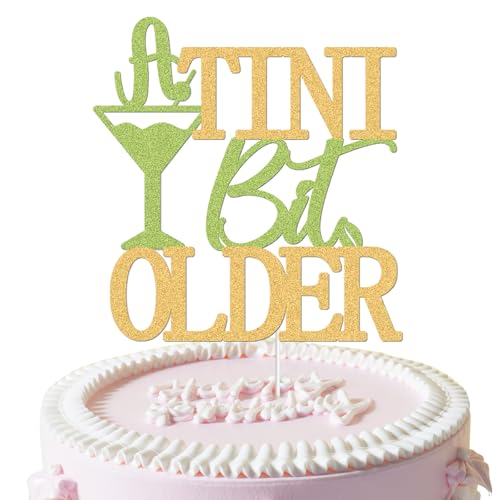 Martini-Kuchenaufsatz, „A Tini Bit Older“-Kuchendekoration, Goldglitzer-Espresso für „A Tini Bit Older“-Martini-Mottoparty, Junggesellinnenabschied, Hintergrund-Dekoration von CYUXING