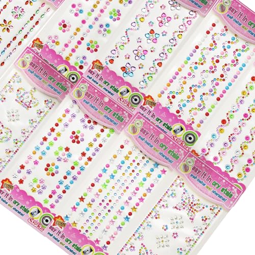 CYUaoao Strasssteine Selbstklebend 9 Blätter Glitzersteine Selbstklebend Glitzer Sticker Strasssteine Dekoration Schmucksteine für Kinder DIY Fotorahmen Partyartikeln Weihnachten Geschenk für Mädchen von CYUaoao