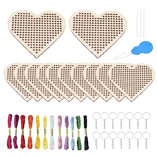 CYUaoao Sticken Kinder Anfänger 12 Stücke Holz Kreuzstich Set Kreuzstich-Schlüsselring-Kits DIY Herz Holz Schlüsselanhänger Holz Kreuzstich für Anfänger und Kinder Hause Weihnachten Dekorationen CYUaoao Sticken Kinder Anfänger 12 Stücke Holz Kreuzstich Set Kreuzstich-Schlüsselring-Kits DIY Herz Holz Schlüsselanhänger Holz Kreuzstich für Anfänger und Kinder Hause Weihnachten Dekorationen von CYUaoao