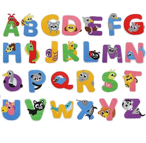 CYWQ Aufnäher zum Aufbügeln, Buchstaben, Tierform, DIY, Alphabet, dekorative Aufnäher, Applikationen zum Aufnähen für Schultaschen, Kleidung, Jacken, Hüte, Rucksäcke, Jeans, 26 Stück CYWQ Aufnäher zum Aufbügeln, Buchstaben, Tierform, DIY, Alphabet, dekorative Aufnäher, Applikationen zum Aufnähen für Schultaschen, Kleidung, Jacken, Hüte, Rucksäcke, Jeans, 26 Stück von CYWQ