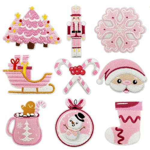 CYWQ Aufnäher zum Aufbügeln, Motiv: Schneemänner, Weihnachtselemente, zum Aufnähen, kleine Reparatur, Geschenke, DIY für Partys, Jacken, Hüte, Jeans, Kleidung, Rosa, 9 Stück von CYWQ