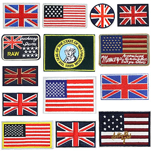 CYWQ Aufnäher zum Aufbügeln, mit UK-Flagge, bestickt, für Kleidung, DIY, Kleidung, Aufkleber, individuelle Abzeichen, 14 Stück von CYWQ