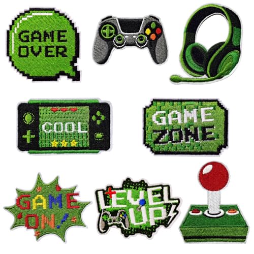 Aufnäher zum Aufbügeln für Videospiele, Grün, Pixel, Gaming, bestickt, Reparaturflicken, Bastelzubehör, Geschenke für Kinder, Jungen, Gamer, Fans, Enthusiasten, Kleidung, Rucksack, Mütze, 8 Stück Aufnäher zum Aufbügeln für Videospiele, Grün, Pixel, Gaming, bestickt, Reparaturflicken, Bastelzubehör, Geschenke für Kinder, Jungen, Gamer, Fans, Enthusiasten, Kleidung, Rucksack, Mütze, 8 Stück von CYWQZZ