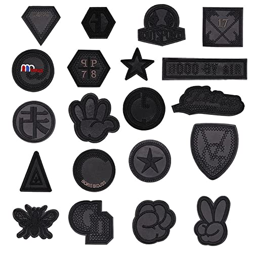 CYWQZZ 20 Stück Aufnäher zum Aufbügeln, schwarz bestickte Applikationen, Sticker, bestickter Stoff, zum Aufbügeln oder Aufnähen auf Kleidung, Hut, Jeans, 20 Stück CYWQZZ 20 Stück Aufnäher zum Aufbügeln, schwarz bestickte Applikationen, Sticker, bestickter Stoff, zum Aufbügeln oder Aufnähen auf Kleidung, Hut, Jeans, 20 Stück von CYWQZZ