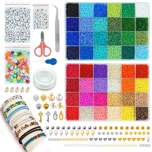 CYWVYNYT 3 mm große Glasperlen, Alphabet-Perlen-Set, große Rocailles-Schmuckset, Schmuckherstellung, handgefertigte Perlen, DIY-Armband, Perlen, kreative Geschenke CYWVYNYT 3 mm große Glasperlen, Alphabet-Perlen-Set, große Rocailles-Schmuckset, Schmuckherstellung, handgefertigte Perlen, DIY-Armband, Perlen, kreative Geschenke von CYWVYNYT