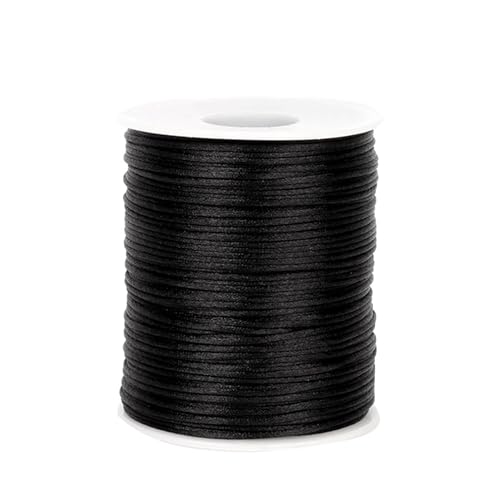 1.5 mm x100 m Schwarze Nylon Schmuckband,Nylonschnur für Armbänder,Schnur Schwarz,Reißfest Schnur,für Armbänder Perlen Auffädeln Halskette Schmuckherstellung DIY Handwerk,Handwerk Nylonschnur von CYXZMYA