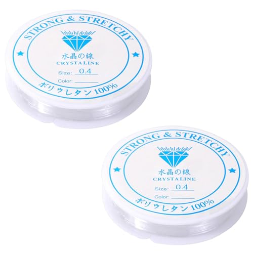 2 Spule Elastische Schmuckfaden,Transparente Perlen Faden,0.6mm (10M) 0.8mm (6M),Gummiband für Armbänder,für Schmuckherstellung,DIY Baste,Perlenschmuck,Armbänder,Basteln von CYXZMYA