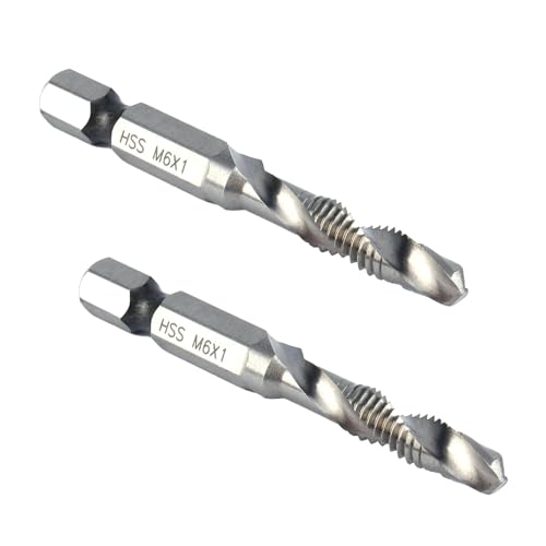 2 Stück Gewindeschneider M6,m6 Kegelbohrer,gewindebohrer Bohrer,M6 gewindeschneider,zum Bohren, Gewindeschneiden, Schneiden auf weichem Metall, Aluminiumplatte, Eisen 2 Stück Gewindeschneider M6,m6 Kegelbohrer,gewindebohrer Bohrer,M6 gewindeschneider,zum Bohren, Gewindeschneiden, Schneiden auf weichem Metall, Aluminiumplatte, Eisen von CYXZMYA
