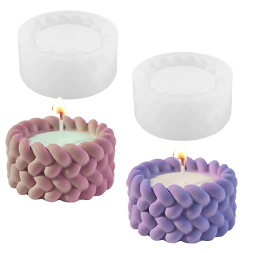 2 Stück Silikonform Gießform Kerzenhalter Rosa Blau,Silikon-Gießformen wiederverwendbare Gießformen Silikon für Kerzen & Blumentöpfe,für Beton/Gips/Epoxidharz von CYXZMYA