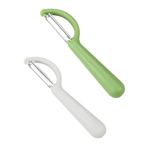 2 Stück Sparschäler, 16cm Kartoffelschäler Universalschäler Gemüseschäler Zweischneidige,Ergonomischer Griff für Obst Gemüse (Grün+weiß) von CYXZMYA