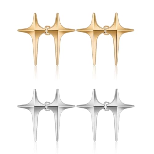 4 Paare Jeans Knöpfe Stifte,Hosenbund Enger Machen,Vierzackiges Sterndesign Golden Angespannter Taillenknöpfe,Einstellbar Knöpfe Hosen Enger Machen,für Jeans,Röcken,Shorts,Hosen von CYXZMYA