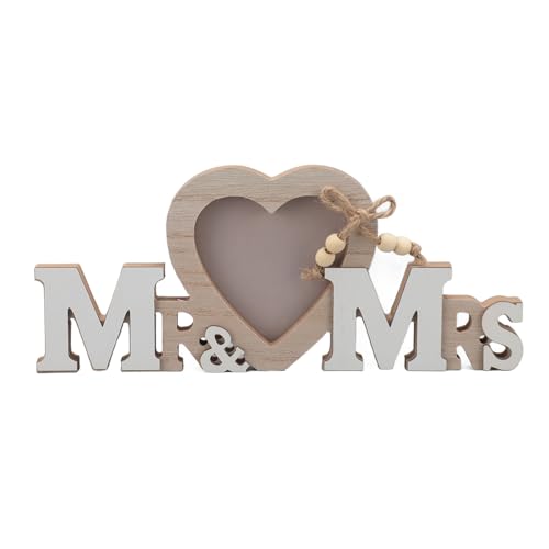 CYYZB Hochzeits-Bilderrahmen, Herzförmiger Mr & Mrs-Bilderrahmen, Herzförmige Holz-Fotorahmen-Dekoration, Tisch-Hochzeits-Bilderrahmen für Hochzeit, Jungvermählten, Jahrestag, Verlobung CYYZB Hochzeits-Bilderrahmen, Herzförmiger Mr & Mrs-Bilderrahmen, Herzförmige Holz-Fotorahmen-Dekoration, Tisch-Hochzeits-Bilderrahmen für Hochzeit, Jungvermählten, Jahrestag, Verlobung von CYYZB