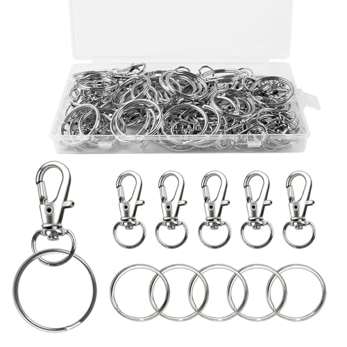 100 Stück Schlüsselanhänger Set,Schlüsselringe Edelstahl Mit Kunststoffgehäuse, 50Stk Schlüsselring Karabiner und50 Stk Schlüssel Ringe 28mm, Schlüsselanhänger Ringe Selber Machen für Deko-Anhänger 100 Stück Schlüsselanhänger Set,Schlüsselringe Edelstahl Mit Kunststoffgehäuse, 50Stk Schlüsselring Karabiner und50 Stk Schlüssel Ringe 28mm, Schlüsselanhänger Ringe Selber Machen für Deko-Anhänger von CYZBL