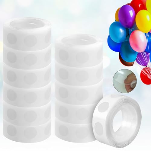 CYZBL 1200Stk Doppelseitige Klebepunkte, Keine Spuren Wasserfest Ballon Klebepunkte, Luftballons Klebeband Kleber Punkte Aufkleber, Abnehmbar Selbstklebende Klebepunkte für Geburtstage Hochzeit (12) von CYZBL