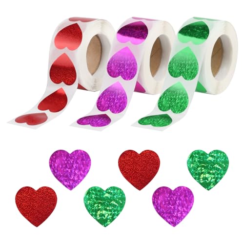 1500 Stück Selbstklebend Stern Aufkleber, Bunt Belohnung Sternaufkleber für Kinder, Selbstklebend Bunt Sterne Dekorative Aufkleber, Sterne Aufkleber Rolle für Kinder Bastelaktivitäten (Liebe) von CYZBL