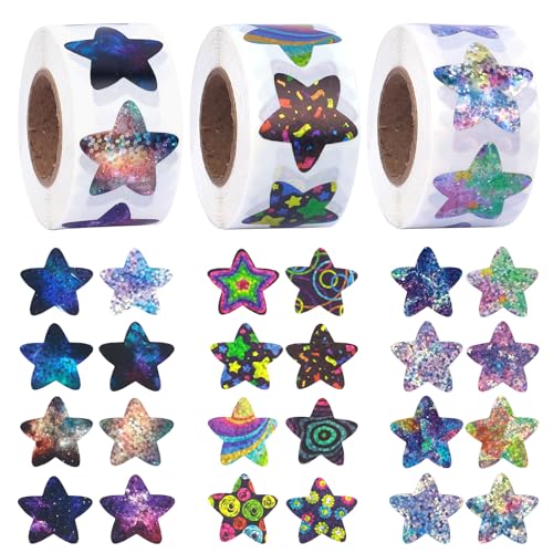 1500 Stück Selbstklebend Stern Aufkleber, Bunt Belohnung Sternaufkleber für Kinder, Selbstklebend Bunt Sterne Dekorative Aufkleber, Sterne Aufkleber Rolle für Kinder Bastelaktivitäten (Stern) 1500 Stück Selbstklebend Stern Aufkleber, Bunt Belohnung Sternaufkleber für Kinder, Selbstklebend Bunt Sterne Dekorative Aufkleber, Sterne Aufkleber Rolle für Kinder Bastelaktivitäten (Stern) von CYZBL
