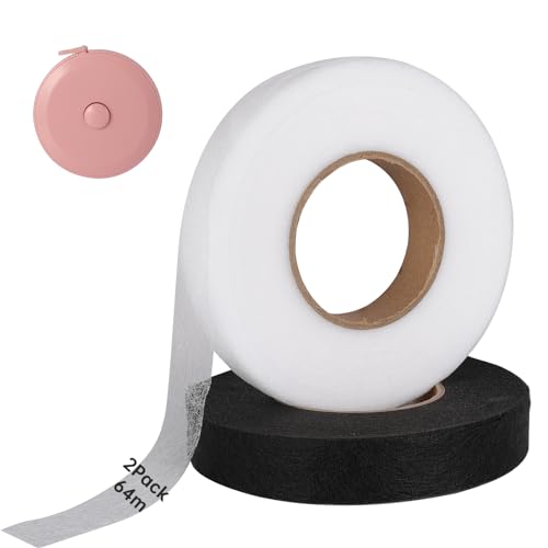 2 Stück Breites Kein Nähen Stoff Bügelband, 64m*20mm Waschfest Textilien Nahtband, Saumband zum Aufbügeln, Stoff Fixierband zum Reparieren, Schmelzbarer Saum-Klebe-Stoffstreifen mit Maßband für Hosen 2 Stück Breites Kein Nähen Stoff Bügelband, 64m*20mm Waschfest Textilien Nahtband, Saumband zum Aufbügeln, Stoff Fixierband zum Reparieren, Schmelzbarer Saum-Klebe-Stoffstreifen mit Maßband für Hosen von CYZBL