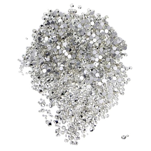 2880 Stück Nagel Kristalle Strasssteine, 2mm/4mm Flache Rückseite Strasssteine, Silberne Runde Strasssteine, Flatback Kristall Strasssteine, Dekosteine Kristall Steinchen für Nailart (Silber) 2880 Stück Nagel Kristalle Strasssteine, 2mm/4mm Flache Rückseite Strasssteine, Silberne Runde Strasssteine, Flatback Kristall Strasssteine, Dekosteine Kristall Steinchen für Nailart (Silber) von CYZBL