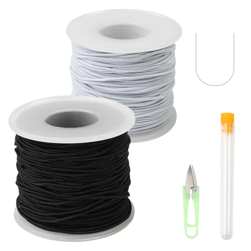 Schwarz-weiße Armbandkordel, 2 Rollen Gummikordel für Armbänder, Gummischnur 1mm x 100M für Halsketten, Elastische Perlenschnur mit Schere Elastische Faden für DIY Schmuckherstellung Schwarz-weiße Armbandkordel, 2 Rollen Gummikordel für Armbänder, Gummischnur 1mm x 100M für Halsketten, Elastische Perlenschnur mit Schere Elastische Faden für DIY Schmuckherstellung von CYZBL