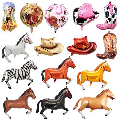 15 Stück Folienballon Pferd, Pferd-Förmige Riesenballon, Cowboy Ranch Theme Luftballon, Helium Ballons Tiere, Pferd Ballon für Kinder Geburtstag Party Cowboy Party Deko Geschenk 15 Stück Folienballon Pferd, Pferd-Förmige Riesenballon, Cowboy Ranch Theme Luftballon, Helium Ballons Tiere, Pferd Ballon für Kinder Geburtstag Party Cowboy Party Deko Geschenk von CYZJPRVN