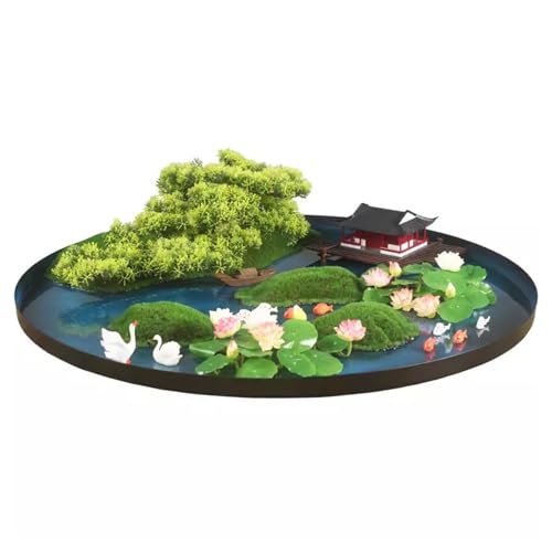 CYairong-22 Tischdekoration Hotel-Drehtisch, chinesischer Stil, Landschafts-Esstisch, simulierte Bonsai-Blumen-Landschaftsdekoration Runder Tisch mit künstlicher Landschaft(100cm) von CYairong-22