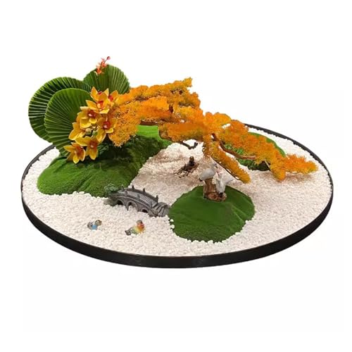 CYairong-22 Tischdekoration Hotel-Esstisch, großer runder Drehtisch, simulierte Bonsai-Landschaftsdekoration, chinesische Bonsai-Landschaftsdekoration Runder Tisch mit künstlicher Landschaft(90cm) von CYairong-22