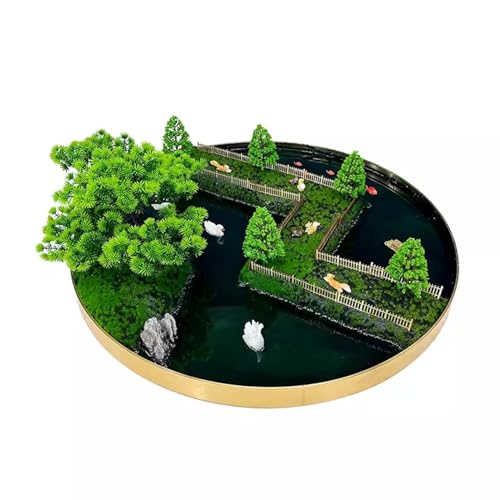 Tischdekoration Chinesischer Stil Hotel Runder Tisch Plattenspieler Restaurant Esstisch Herzstück Blume Kreative Landschaft Tisch Blumendekoration Runder Tisch mit künstlicher Landschaft(120cm) von CYairong-22