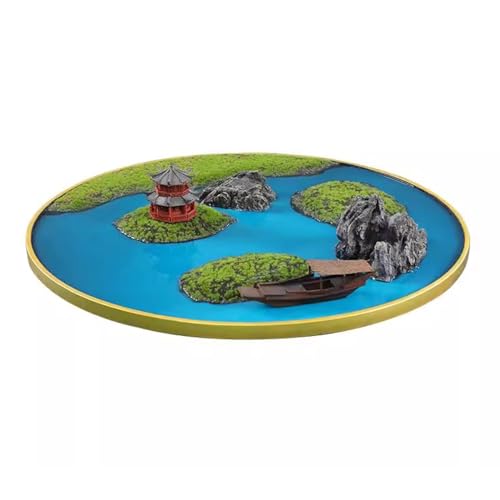 Tischdekoration Hotel-Essbereich, großer runder Tisch, Blumendekoration, Bonsai, chinesischer Stil, simuliertes Landschaftsdesign, Tischkerndekoration Runder Tisch mit künstlicher Landschaft(150cm) von CYairong-22