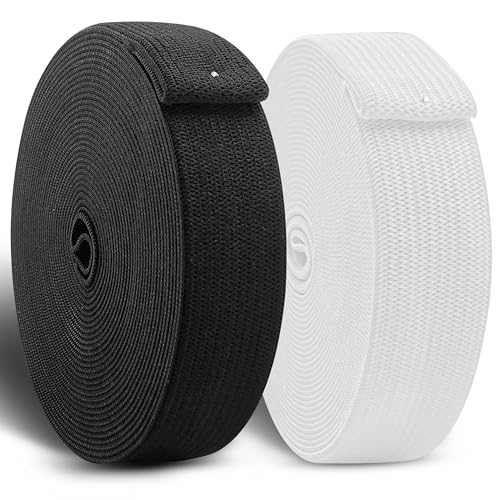 CZ Store®- Gummibänder zum Nähen |2ER SET| 25 MM X 10 M | ✮LEBENSLANGE GARANTIE✮ - Elastisches Polyester-Band, Strick- & Nähzubehör, starke Bänder für Kleidung, Hosen (Schwarz/Weiß, 30 MM) von CZ Store
