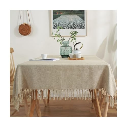 Tischdecke Quaste Tischtuch Rechteckig Staubdicht Tischbedeckung für Küche, Esszimmer Speisetisch Dekor (Beige,110x170cm) von CZADMXP