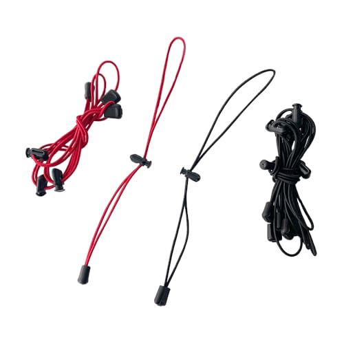 CZAKOMIX 12 Artikel Bungee-Kabelbinder, Krawatte Kabel Einstellbar, Elastische Kabelbinder, Für Kleidung, Kordelzug, Rucksack, Kordel, Schnürsenkel(8 Schwarz + 4 Rot) von CZAKOMIX