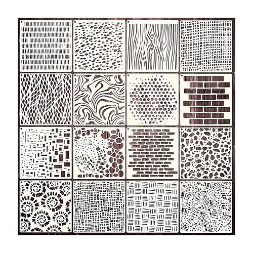 CZAKOMIX 16 Wiederverwendbare Malschablonen - Holztextur Schablonen Für Wandgestaltung, Textilgestaltung Und DIY-Projekte | Geometrische Malschablonen | Schablonen Für Wandgestaltung CZAKOMIX 16 Wiederverwendbare Malschablonen - Holztextur Schablonen Für Wandgestaltung, Textilgestaltung Und DIY-Projekte | Geometrische Malschablonen | Schablonen Für Wandgestaltung von CZAKOMIX