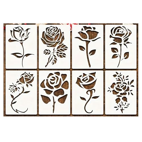 CZAKOMIX 8 Stück Malerei Schablonen Set, Blumenschablonen zum Malen, Wiederverwendbare Kunststoff Zeichenschablone, Malschablonen DIY, für Scrapbooking Holz Möbel Deko CZAKOMIX 8 Stück Malerei Schablonen Set, Blumenschablonen zum Malen, Wiederverwendbare Kunststoff Zeichenschablone, Malschablonen DIY, für Scrapbooking Holz Möbel Deko von CZAKOMIX