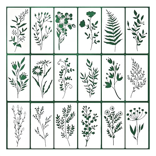 CZAKOMIX Blumenschablonen zum Malen, Tiermalerei Schablonen Set,Wiederverwendbare Kunststoff Zeichenschablone,Wiederverwendbare Malschablone,für DIY (Wildes Gras) von CZAKOMIX