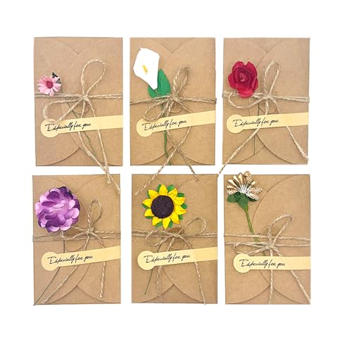 CZAKOMIXZ 30 Stück getrocknete Blumen dekorierte Postkarten, DIY getrocknete Blumen Grußkarten, handgemachte Retro-Kraftpapier-Blankokarten, für Weihnachten, Geburtstag,Muttertag (105 x 70 mm) von CZAKOMIX